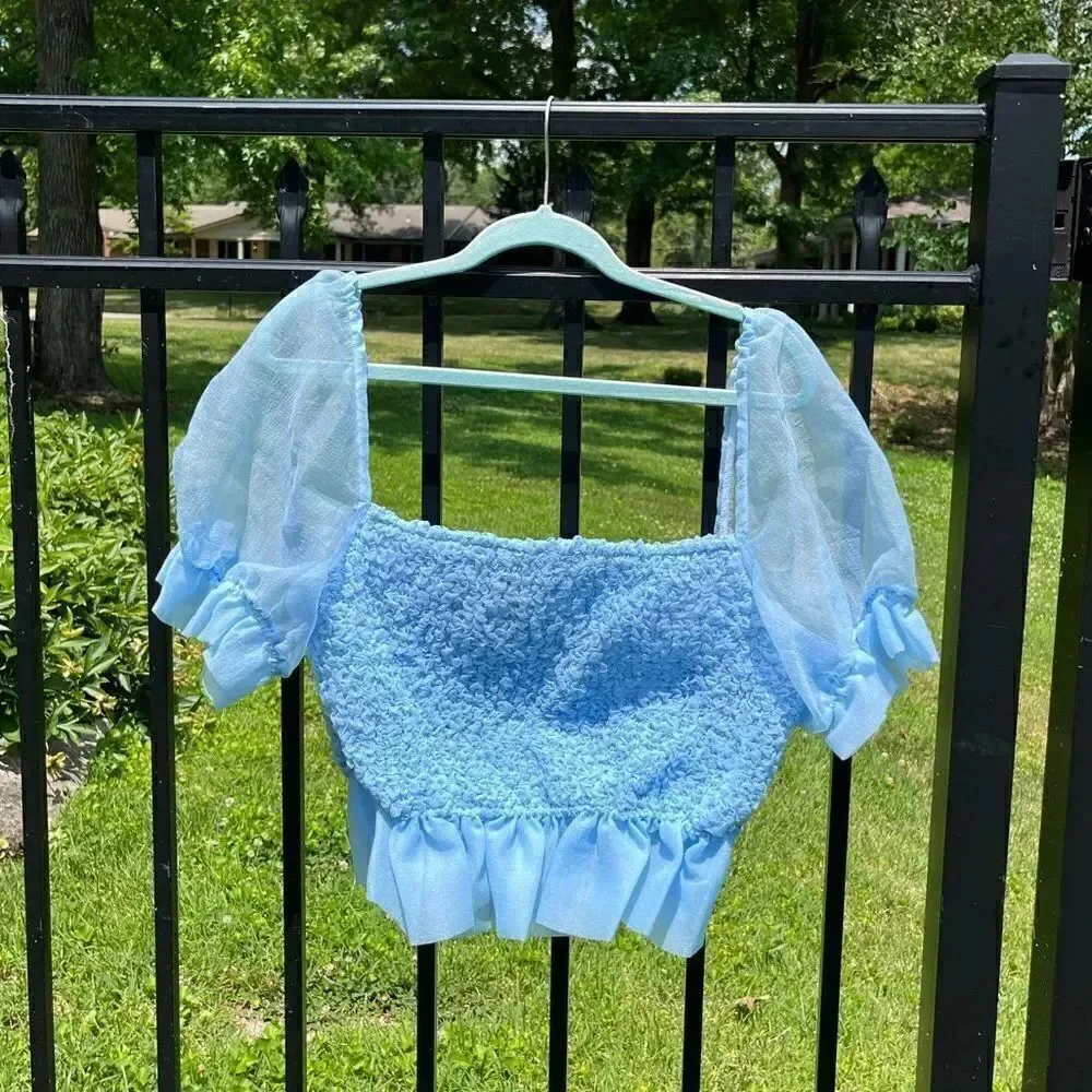 STAUD French Blue Cannon Top NWT